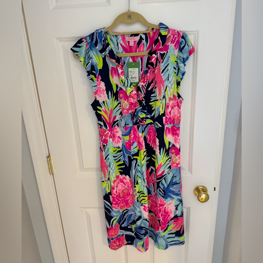 Lilly Pulitzer WITH TAGS. NEVER WORN. Pink and Blue Floral Dress Size XL
